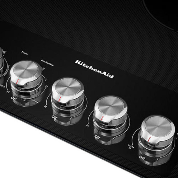 Kitchenaid® 36" Electric Cooktop with 5 Elements and Knob Controls KCES556HBL