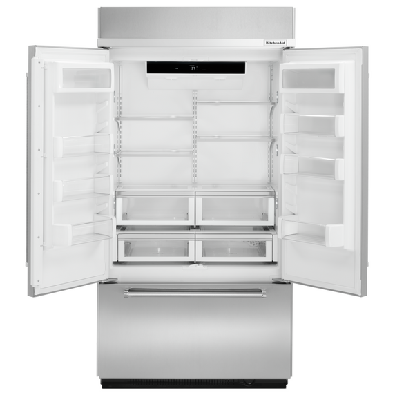 Kitchenaid® 24.2 Cu. Ft. 42 Width Built-In Stainless French Door Refrigerator with Platinum Interior Design KBFN502ESS