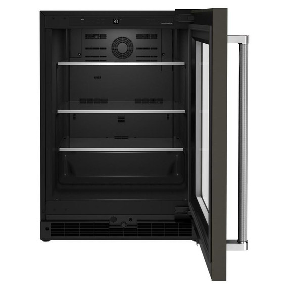 Kitchenaid® 24" Undercounter Refrigerator with Glass Door and Shelves with Metallic Accents and PrintShield™ Finish KURR314KBS