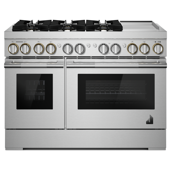 Jennair® RISE™ 48 Dual-Fuel Professional-Style Range with Chrome-Infused Griddle and Steam Assist JDSP548HL