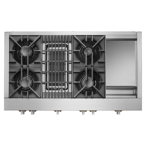 Jennair® 48" RISE™ Gas Professional-Style Rangetop with Chrome-Infused Griddle and Gas Grill JGCP748HL