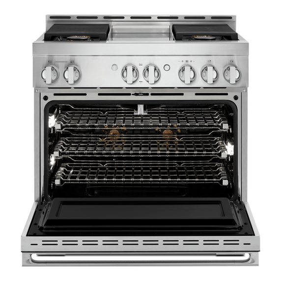 Jennair® 36 NOIR™ Gas Professional-Style Range with Chrome-Infused Griddle JGRP536HM