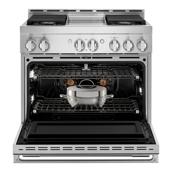 Jennair® 36 NOIR™ Gas Professional-Style Range with Chrome-Infused Griddle JGRP536HM