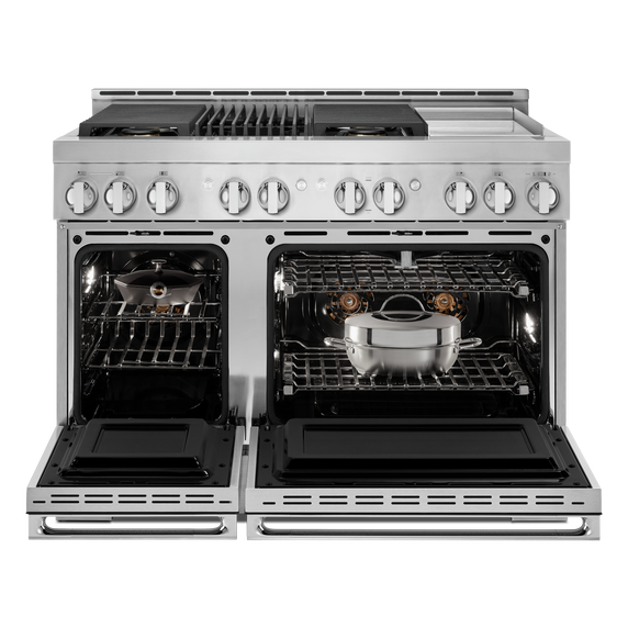 Jennair® NOIR™ 48 Gas Professional-Style Range with Chrome-Infused Griddle and Grill JGRP748HM