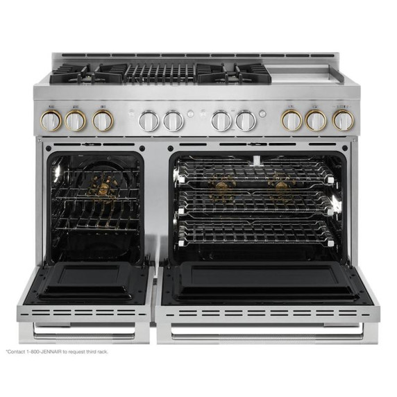 Jennair® 48" RISE™ Gas Professional-Style Range with Chrome-Infused Griddle and Infrared Grill JGRP748HL