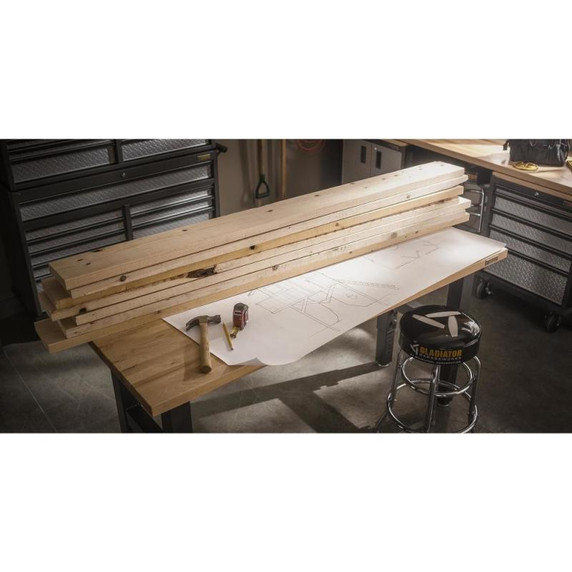Gladiator® 6' (182.9 cm) Wide Adjustable Height Hardwood Workbench GAWB06HWEG