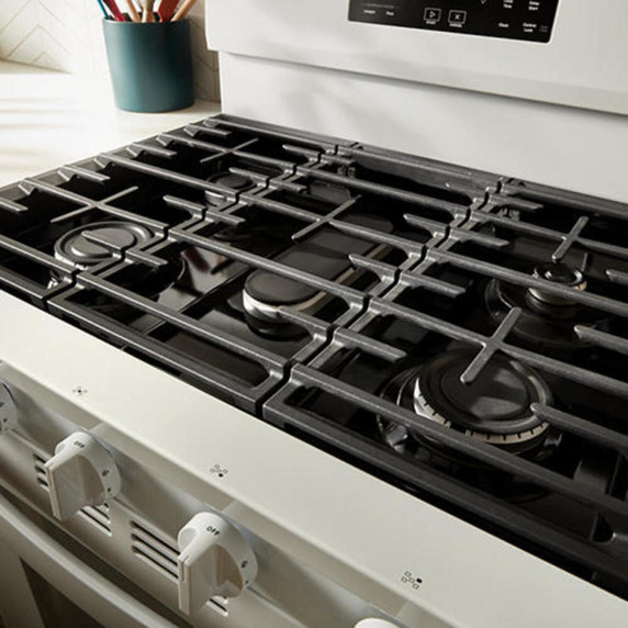 Whirlpool® 30-inch Gas Range with Air Fry and Air Baking, Self Cleaning, Rapid Preheat 5.0 CuFt Capacity WFGS5030RW