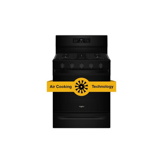 Whirlpool® 30-inch Gas Range with Air Fry and Air Baking, Self Cleaning, Rapid Preheat 5.0 CuFt Capacity WFGS5030RB
