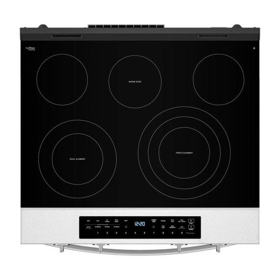 Whirlpool® 30-inch Smart Slide in Electric Range with True Convection, No Preheat Air Fry, WipeClean™ Coating, Steam/Self Clean and High Speed Preheat YWSES7530RZ
