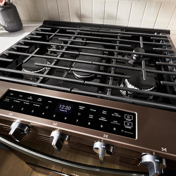 Whirlpool® 30-inch Smart Slide In Gas Range with True Convection, No Preheat Air Fry, Steam/Self Clean and High Speed Preheat WSGS7530RV