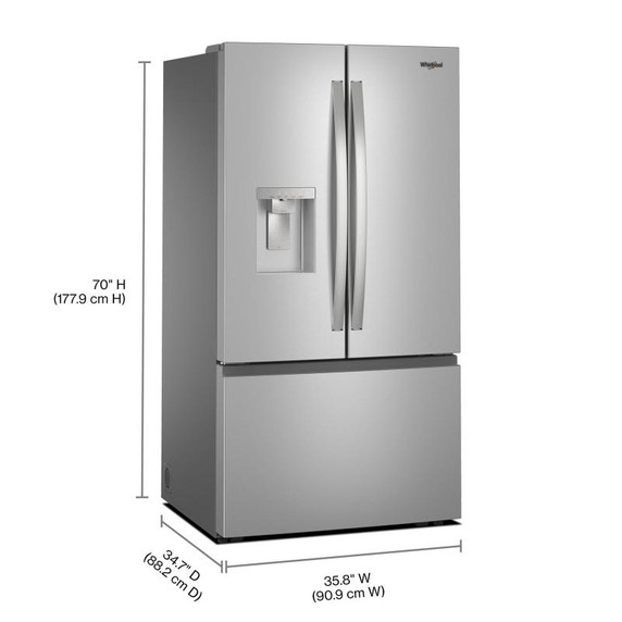 Whirlpool® 36-Inch French Door Refrigerator with In-Door Water and Ice Maker - 30 cu. ft. WRFF3536SZ