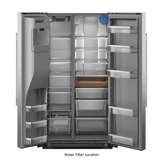 Kitchenaid® 28.7 Cu. Ft. Side-by-Side Refrigerator with Exterior Ice and Water Dispenser in PrintShield™ Finish KRSF536RPS