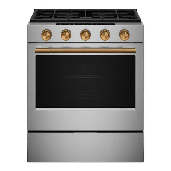 Kitchenaid® 5.0 Cu. Ft. Smart Slide-in Gas Range with Convection Cooking Modes and 2-in-1 Burner KSGS530SPS