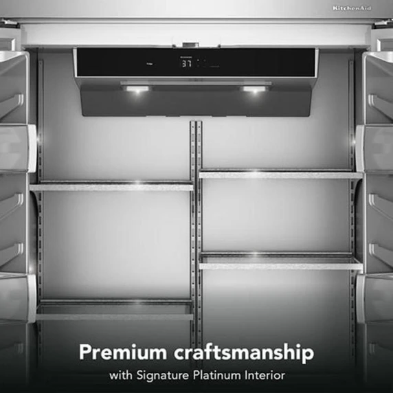 Kitchenaid® 20.8 Cu. Ft. 36" Built-In French Door Bottom Mount Refrigerator with Platinum Interior KBFN536SPS