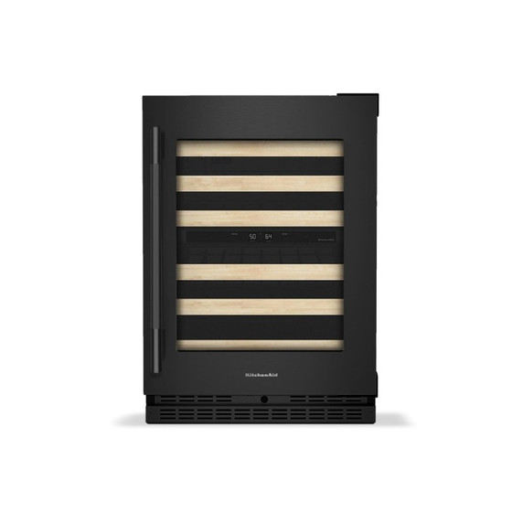 Kitchenaid® 24" Undercounter Wine Cellar with Full-Extension Wood-Front Racks KUWR524SBE