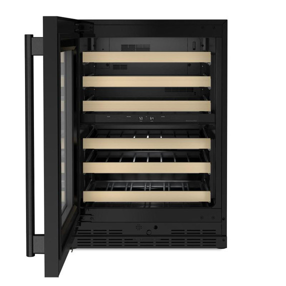 Kitchenaid® 24" Undercounter Wine Cellar with Full-Extension Wood-Front Racks KUWL524SBE