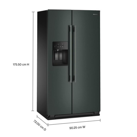 Kitchenaid® 20.8 Cu. Ft. Counter-Depth Side-by-Side Refrigerator with Exterior Ice and Water Dispenser in Black Ore KRSC536RBE