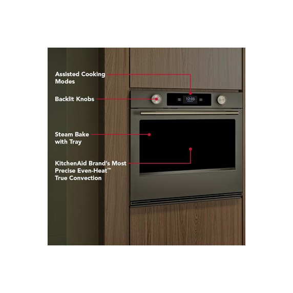 Kitchenaid® 30-inch Smart Electric Single Wall Oven with Assisted Cooking Modes - Black Ore KOES730SBE