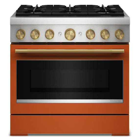Kitchenaid® 36-Inch 6 Burner Commercial-Style Dual Fuel Range with No Preheat Air Fry Mode KFDS936SSC
