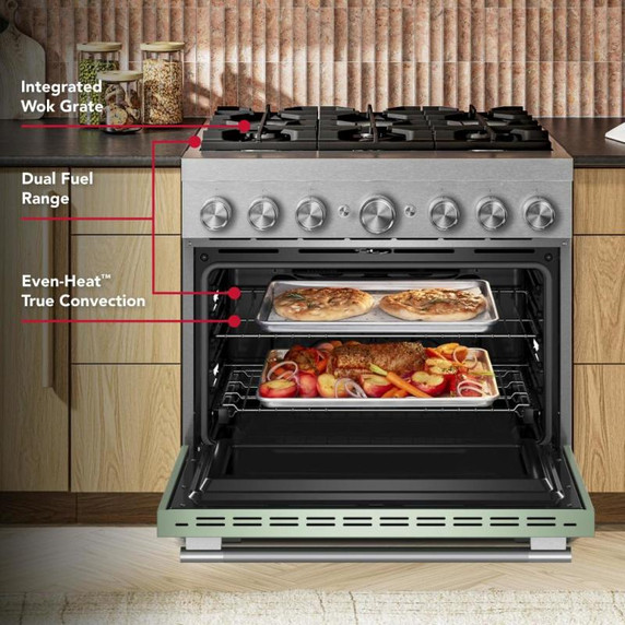 Kitchenaid® 36-Inch 6 Burner Commercial-Style Dual Fuel Range with No Preheat Air Fry Mode KFDS936SDC