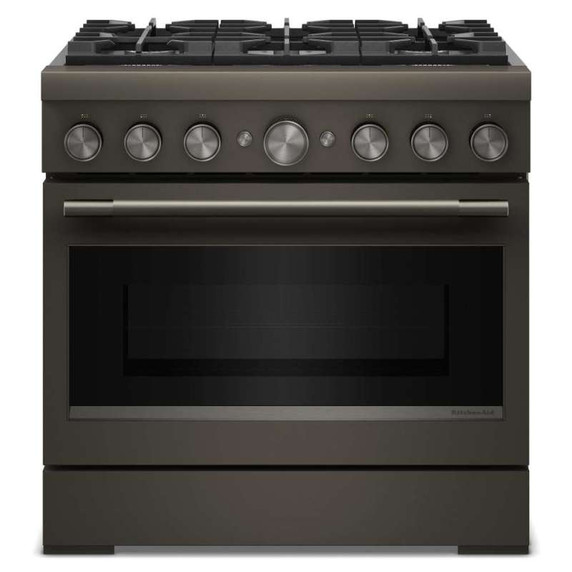 KitchenAid® 36-Inch 6 Burner Commercial-Style Dual Fuel Range with No Preheat Air Fry Mode KFDS936SBE
