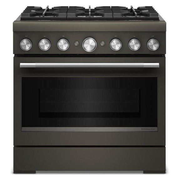 KitchenAid® 36-Inch 6 Burner Commercial-Style Dual Fuel Range with No Preheat Air Fry Mode KFDS936SBE