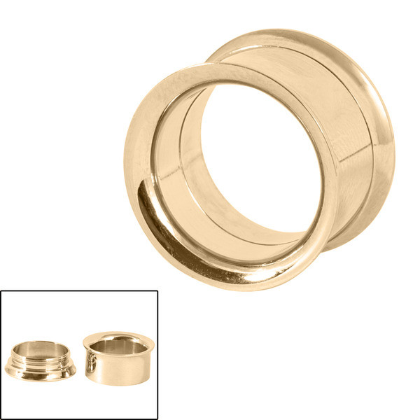 Gold Steel Internally Threaded Tunnel Metal Paradox Body Jewellery