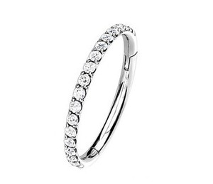 Titanium Jewelled Pave Edge Hinged Ring