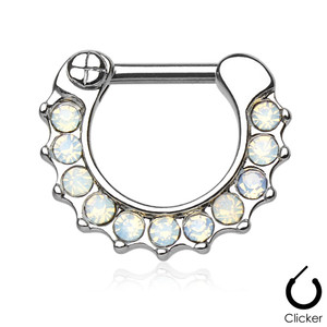 Steel Multi-Gem Opalite Septum Clicker Steel Multi-Gem Opalite Septum Clicker
