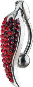 Crystal Titanium Navel Bar Chilli Design Crystal Titanium Navel Bar Chilli Design