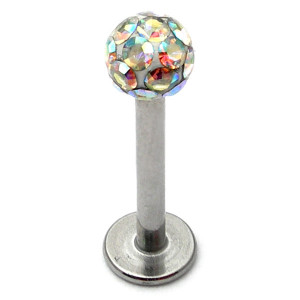 Titanium Labret with Smooth Glitzy Ball Titanium Labret with Smooth Glitzy Ball