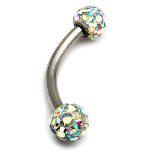 Titanium Curved Micro Barbell with Smooth Glitzy Balls Titanium Curved Micro Barbell with Smooth Glitzy Balls