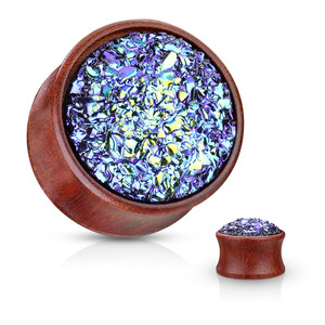 Wooden Druzy Stone Plug Wooden Druzy Stone Plug