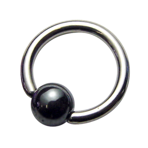 Titanium Ball Closure Ring with Hematite Ball Titanium Ball Closure Ring with Hematite Ball
