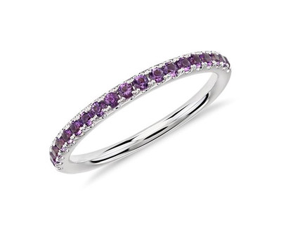 Amethyst Jewelled Pave Edge Hinged Ring