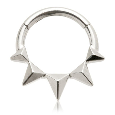 Titanium Spiked Hinged Ring