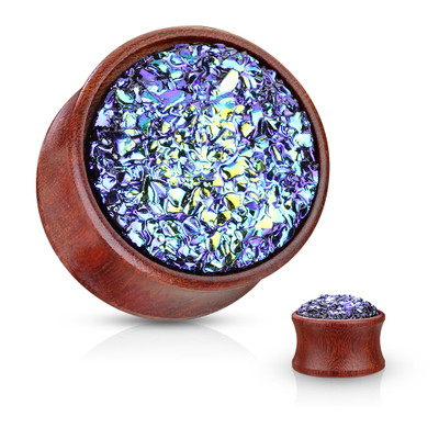 Wooden Druzy Stone Plug