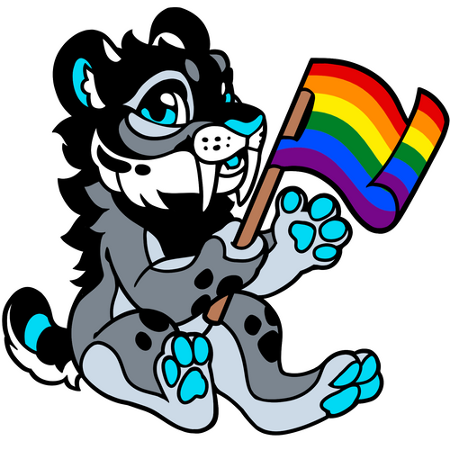 Pride Pins "Lawrence" Sabertooth Bobcat with Rainbow Flag