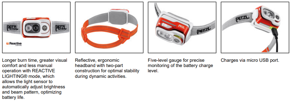 lampe frontale swift rl petzl 900 lumens batterie