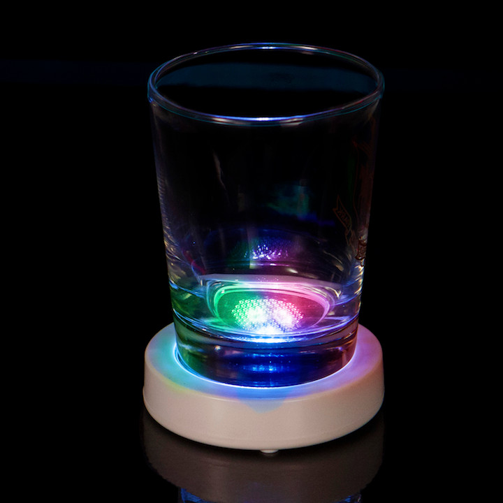 White Case Round LED Coaster RGB Multi Mode Light