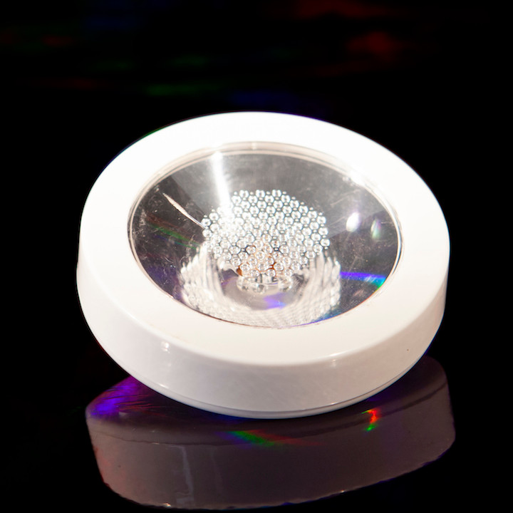White Case Round LED Coaster RGB Multi Mode Light