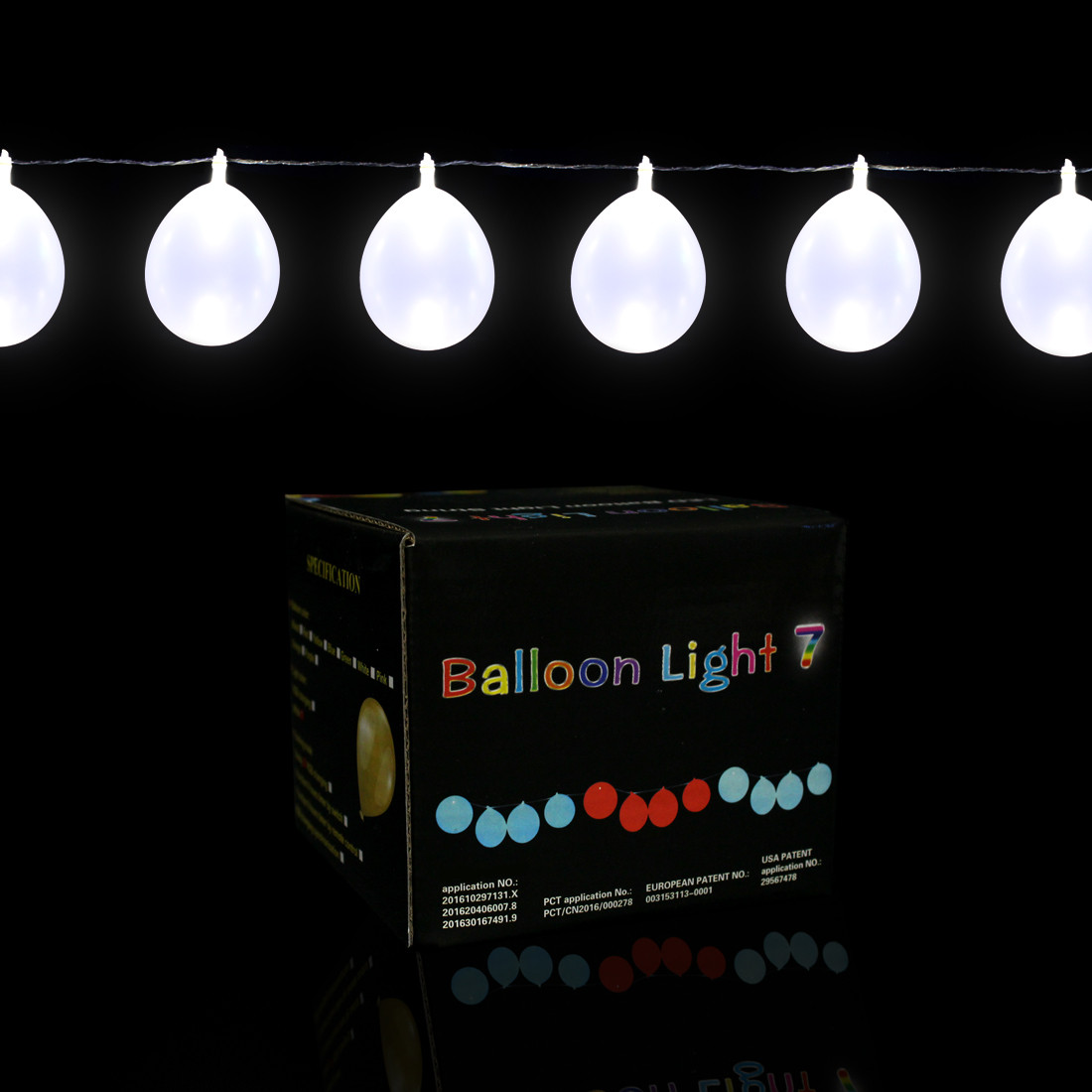 LED Balloon String Lights 13 feet/10 Balloons Pearl White