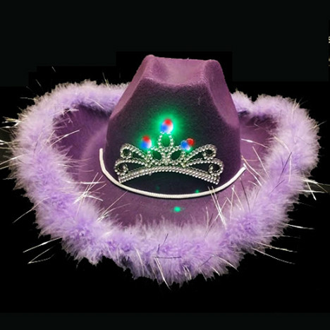 LED Premium Cowboy Hat Purple