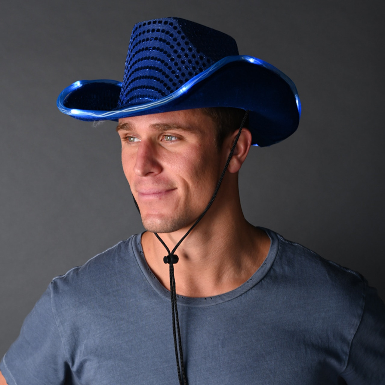 Blue Light Up Cowboy Hat | LED Cowboy 