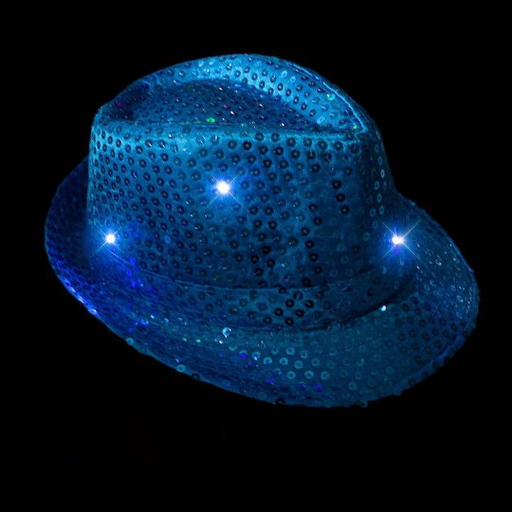 Light Up Fedora Hat Blue | Flashing 