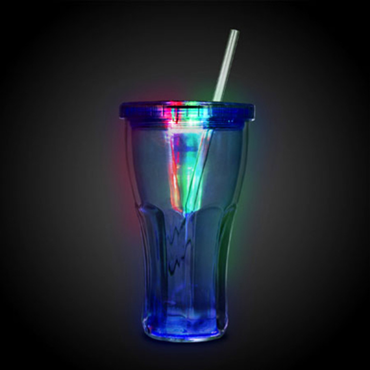 LED Light Up Flashing Double Walled Skull Tumbler With Lid And Straw