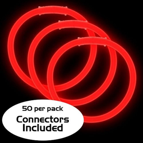8"Red Premium Glow Bracelets (50 Pack)