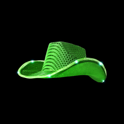 Green Light Up Cowboy Hat | LED Cowboy 
