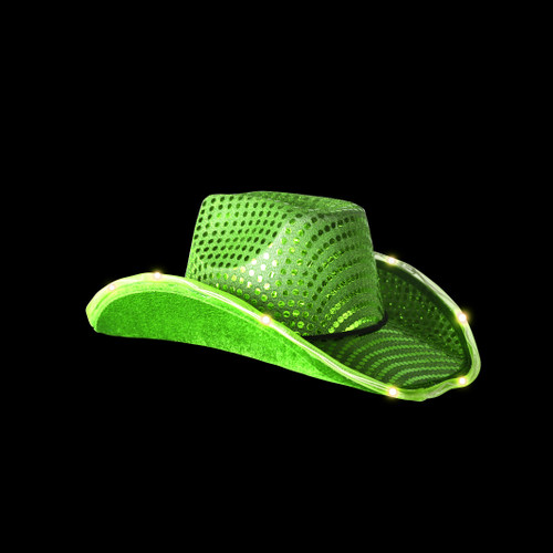 Green Light Up Cowboy Hat | LED Cowboy 