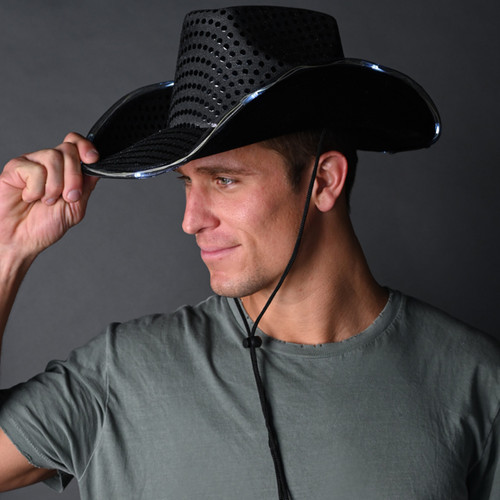 Black Light Up Cowboy Hat | LED Cowboy | Light Up Hat